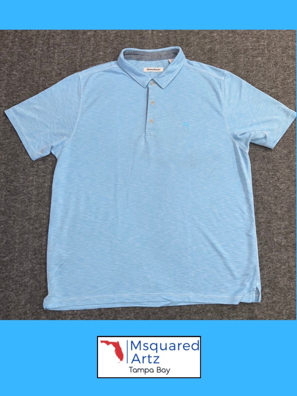 Tommy Bahama Men's XL Light Blue Tencel Modal Polo Shirt Embroidered Marlin